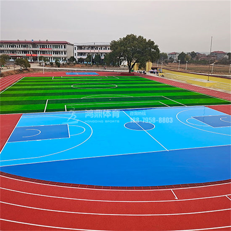 吉安市永丰县石马中学混合型塑胶跑道+丙烯酸球场+足球场草坪